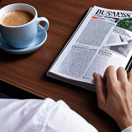 Home 18 **Business Vocabulary Study:** A person studying a notebook filled with business vocabulary words, alongside business magazines and online resources.